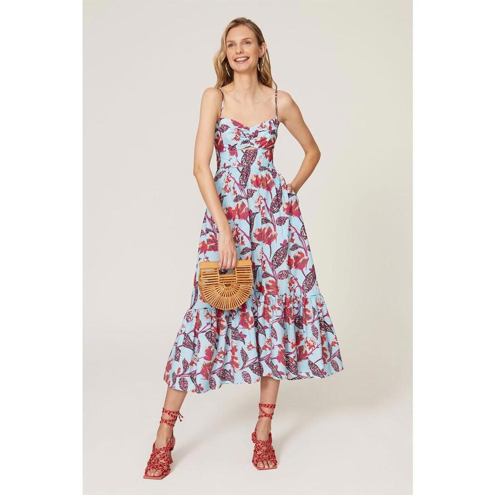 A.L.C. Blue and Red Emilia Dress Size 6 with Fabric Stain and Stained Tag